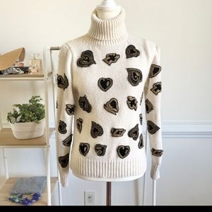 Zara heart sequined turtle neck knit sweater